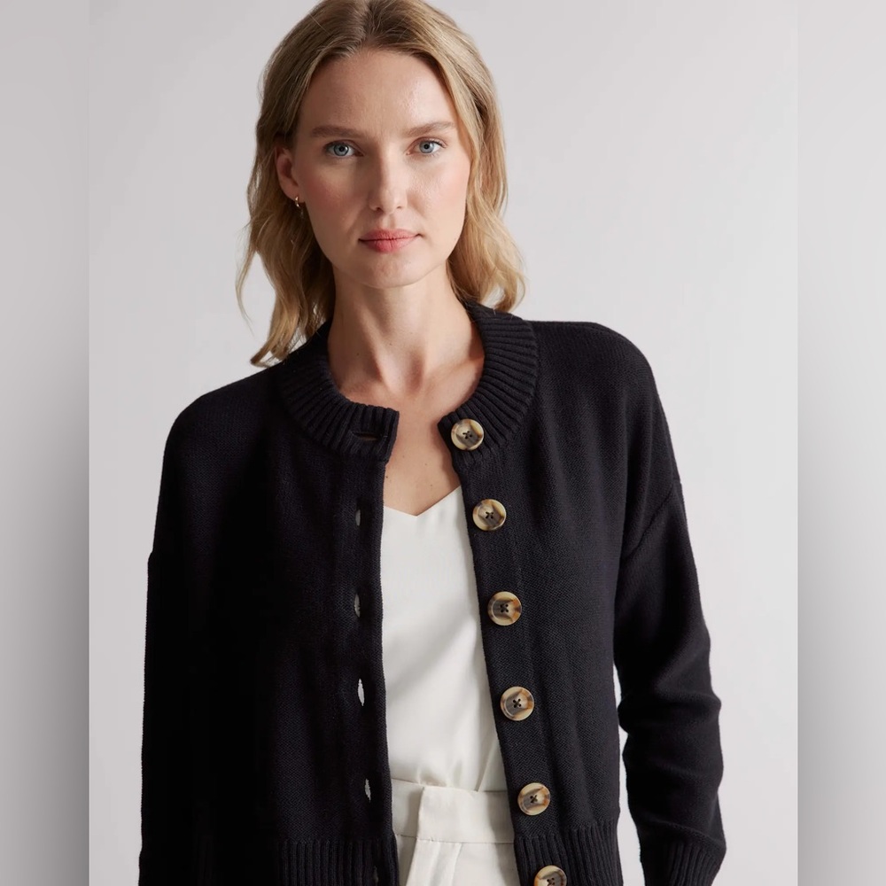 QUINCE 100% Organic Cotton Cropped Cardigan Size Small - Picture 5 of 14